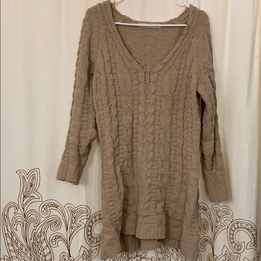Camel Knit Sweater Dress
